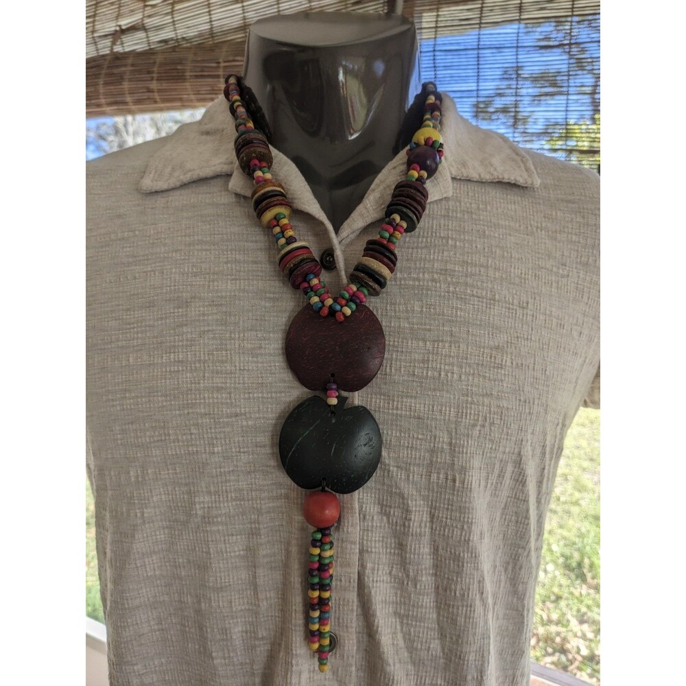 Handmade Wooden Chunky Bead Necklace Boho Chic Festival Chunky Summer 25 Trends